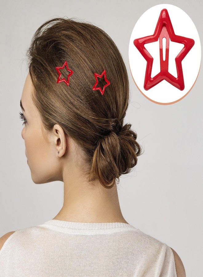 Mxxipp 20pcs Star Hair Clips for Women, Non-Slip Metal Star Snap Barrettes, Y2K Hairstyle Accessories for Women Thick Thin Fine Straight Curly Long Short Hair- Red - Image 3